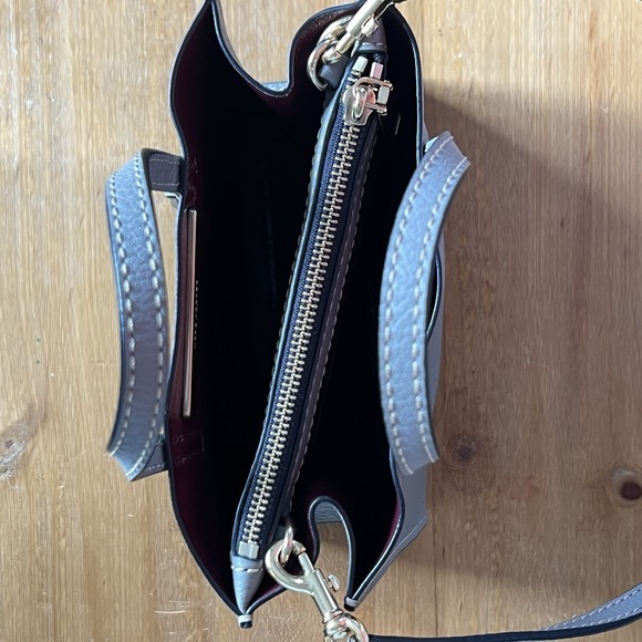 Marc Jacobs Mini Grind Tote Gray Pebbled Leather Crossbody Bag Gold Hardware - Picture 6 of 8